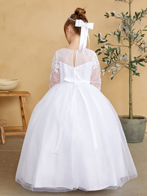 Communion dress with lace mesh